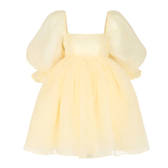 Selkie Pale Yellow Puff Sleeve Mini Dress - Picture 3 of 10